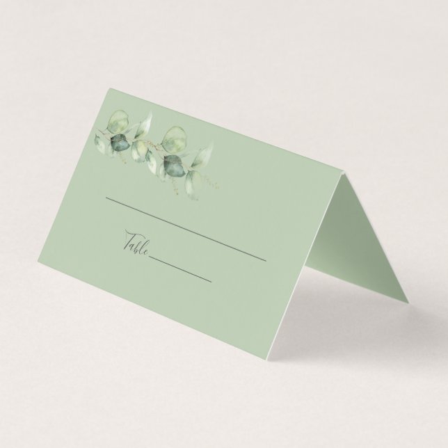Tarjeta Eucalyptus Succulage Foliage Boda Place Card (Anverso)