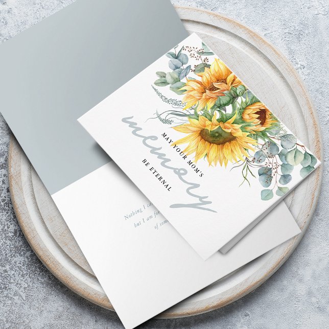 Tarjeta Eucalyptus Sunflower Memoria eterna Simpatía (Eucalyptus Sunflower Eternal Memory Sympathy Card)