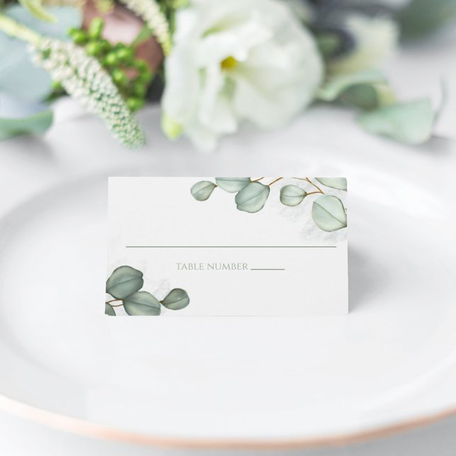 Tarjeta Eucalyptus Watercolor Wedding Elegant Table Number (Subido por el creador)
