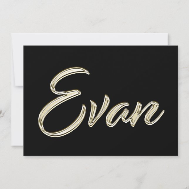 Tarjeta Evan Name white gold Handwriting Karte (Anverso)