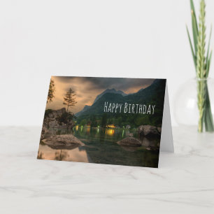 Tarjeta Evening Mountain Lake Fotografía cumpleaños