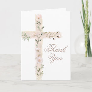 Tarjeta evento religioso Santa Cruz floral Gracias
