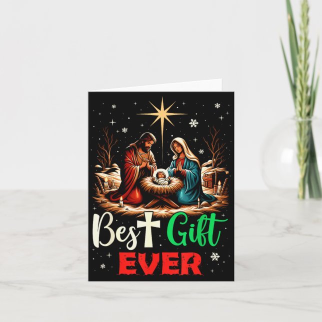 Tarjeta Ever Christmas Cool Jesus Nativity Scene Christian (Anverso)