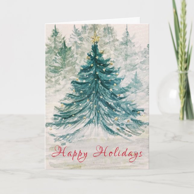 Tarjeta Evergreen Bright Holiday Card (Anverso)