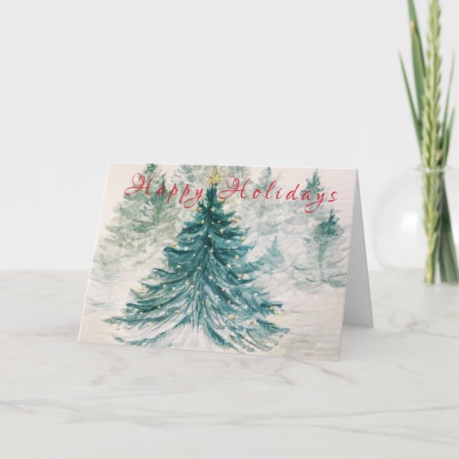 Tarjeta Evergreen Bright Holiday Card (Anverso)