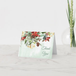 Tarjeta Evergreen Floral Winter Berry Gracias