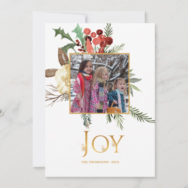 Tarjeta Evergreen - Foto de Navidades de Wintertide Woodla (Anverso)