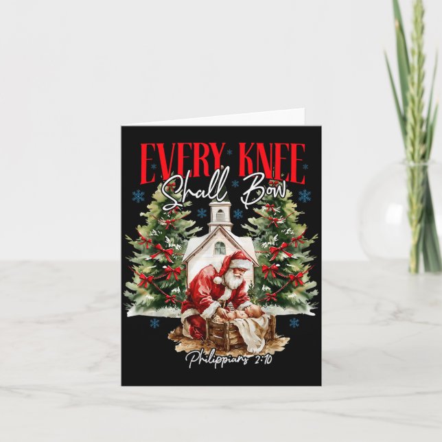 Tarjeta Every Knee Shall Bow Christian Jesus Merry Christm (Anverso)