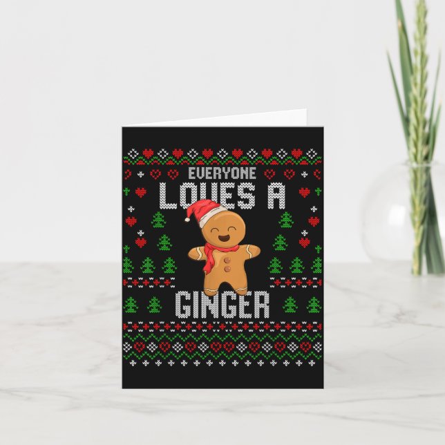 Tarjeta Everyone Loves A Ginger Red Hair Ugly Christmas Gi (Anverso)