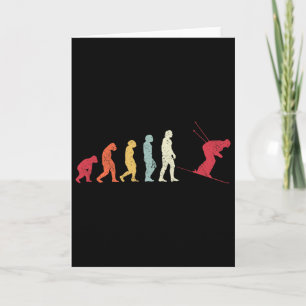 Tarjeta Evolución del esquí al esquiador moderno Retro mon
