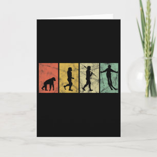 Tarjeta Evolución del hombre esquiador Esquiando Esqui Div