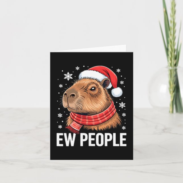 Tarjeta Ew People Capybara Christmas Funny Introvert Holid (Anverso)