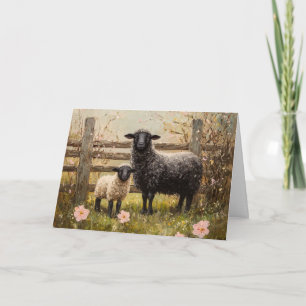 Tarjeta Ewe y Lamb Spring Sheep Art