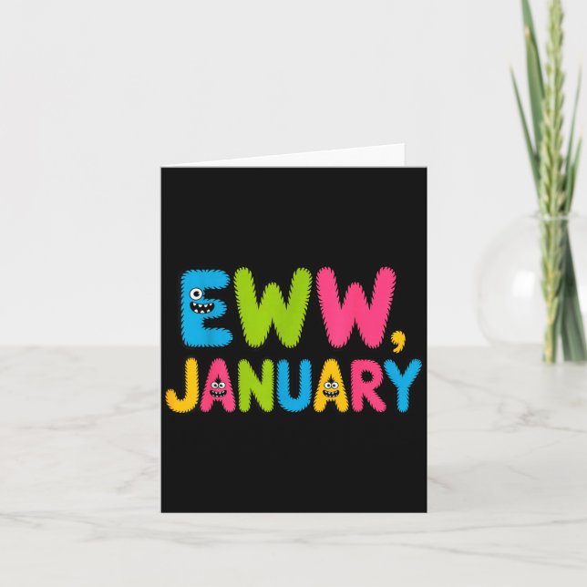 Tarjeta Eww January Funny New Year Saying Cute Boys Girls  (Anverso)