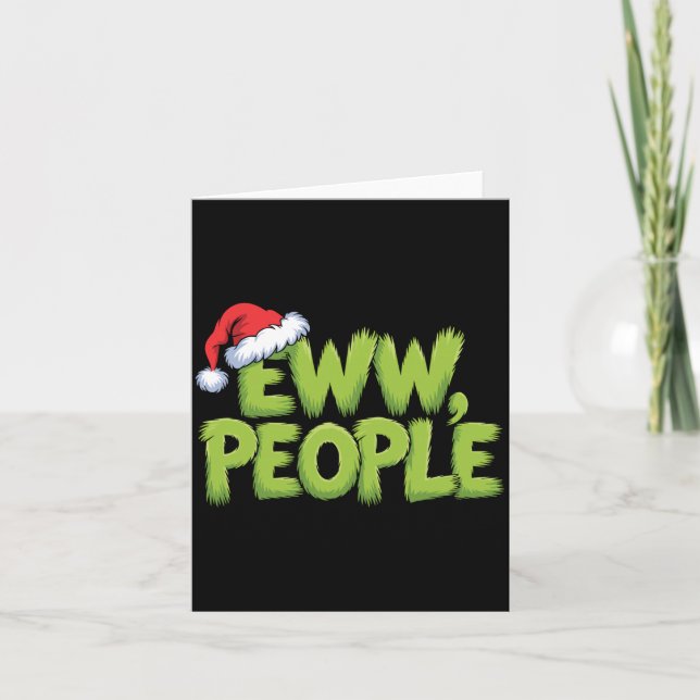 Tarjeta Eww People Santa Hat Green Funny Christmas Men Wom (Anverso)