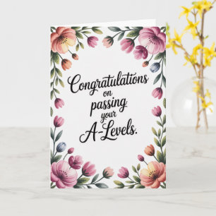 Tarjeta Examen de Nivel A Felicitación Floral Graduación
