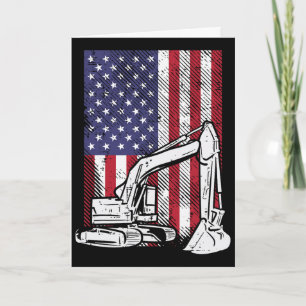 Tarjeta Excavadora Americana Cuarta Niños 4 De Julio Infan