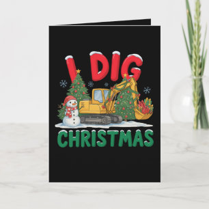 Tarjeta Excavadora de construcción de Navidad Cavo un muñe