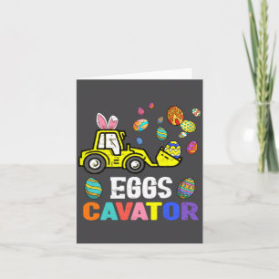 Tarjeta Excavadora Feliz Pascua Excavadora Cazando Huevo K