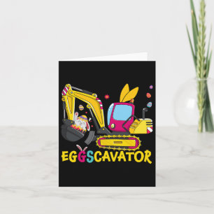 Tarjeta Excavadora Feliz Pascua Excavadora Divertida Cazan