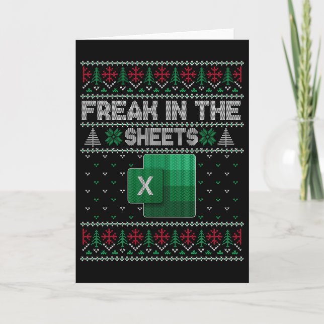 Tarjeta Excel Freak In The Sheets Spreadsheet Ugly Sweater (Anverso)