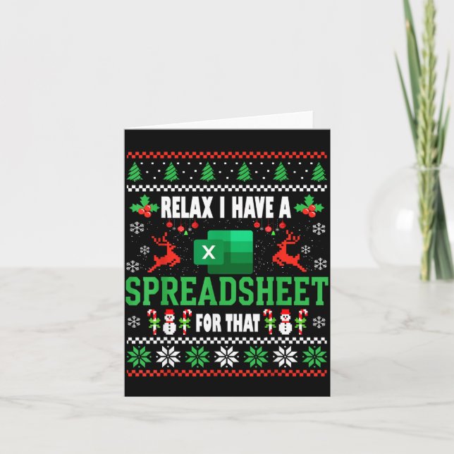 Tarjeta Excel Ugly Christmas Sweater I Have A Spreadsheet  (Anverso)