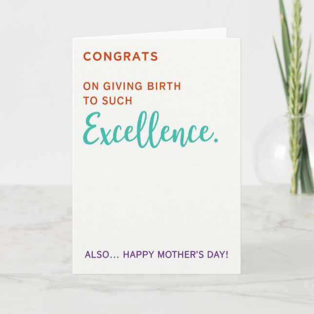 Tarjeta Excellence Mothers Day Message Card (Anverso)
