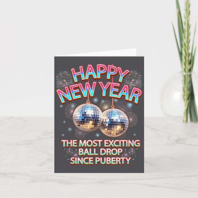 Tarjeta Exciting Ball Drop Since-puberty Happy New Year Di (Anverso)