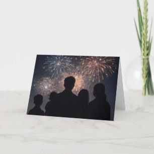 Tarjeta Exhibición de fuegos artificiales familiares del 4
