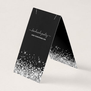Tarjeta Exhibidor de collar con brillo negro y plateado