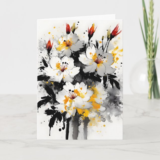 Tarjeta Existencias - Flores de acuarela (Anverso)