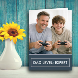 Tarjeta Experto en nivel de papá Gamer Día del Padre perso