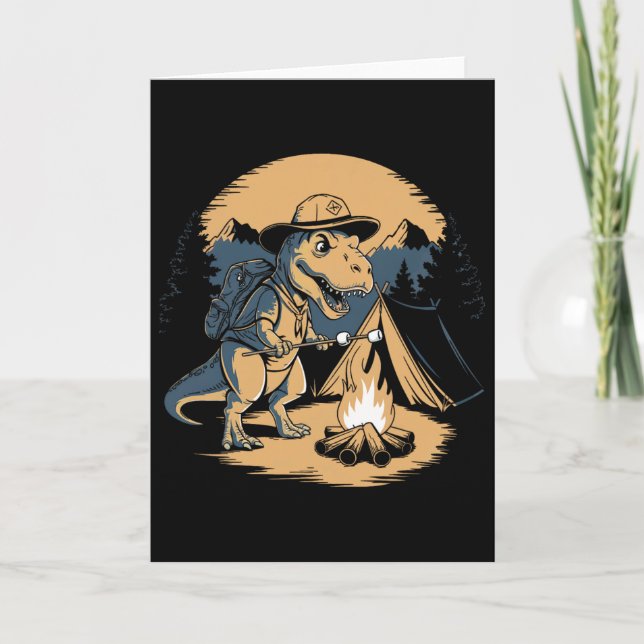 Tarjeta Exploración de dinosaurios de acampada para niños  (Anverso)