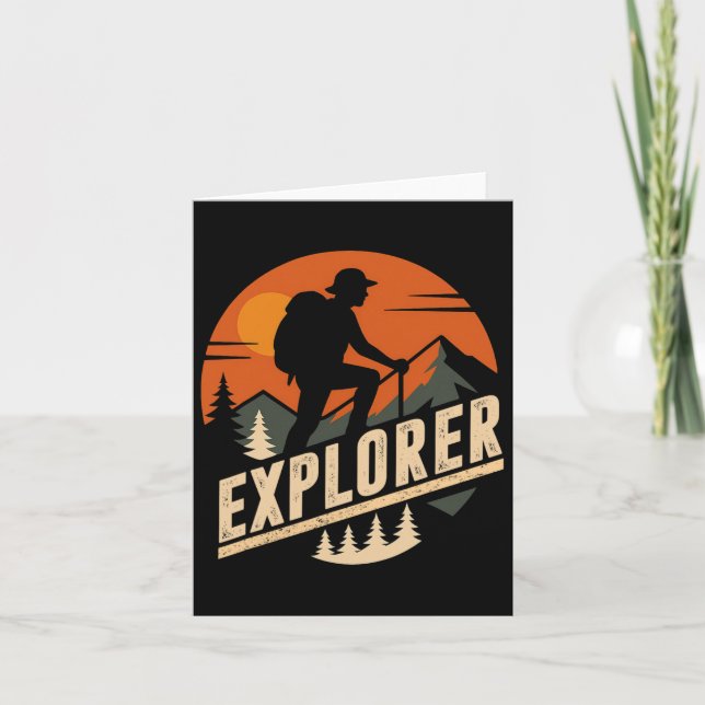 Tarjeta Explore más Trekking Mountains Camping Funny Expl (Anverso)