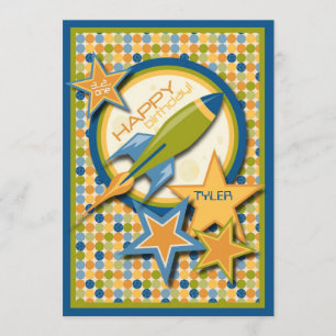 Tarjeta ¡Explosión! Cumpleaños de la nave espacial