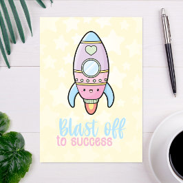 Tarjeta Explosión de cohetes Kawaii en un juego de palabra