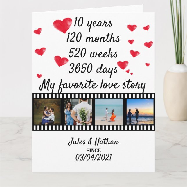 Tarjeta Exposición de fotos de tiras de película de 10 año (Anverso)
