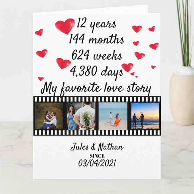 Tarjeta Exposición de fotos de tiras de película de 12 año (Anverso)