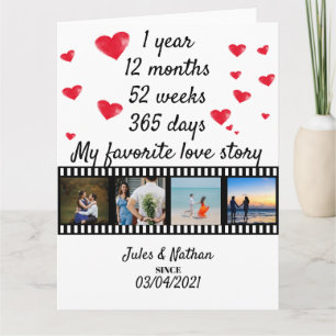 Tarjeta exposición de fotos de tiras de película de 1 año