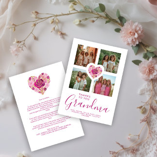 Tarjeta Exquisite Colorful Floral Heart 4-Photo Dear Ones