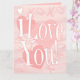Tarjeta Extra Grande Pink I Love You con Corazones