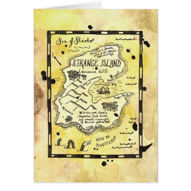 Tarjeta extraña del mapa del tesoro del pirata de (Frente)
