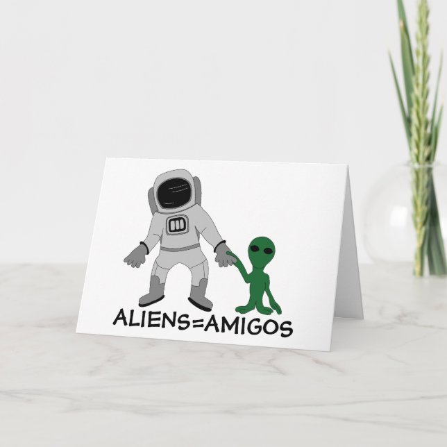Tarjeta Extranjeros = Amigos, astronautas y extraterritori (Anverso)