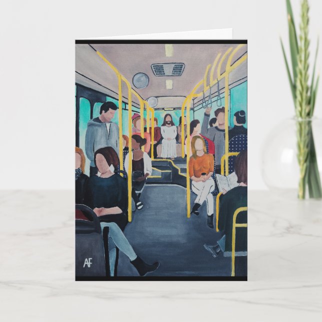 Tarjeta Extraño en el autobús Pintura de Alfred Fox (Anverso)