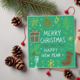 Tarjeta Extraordinaria carta de Navidades de mano en verde
