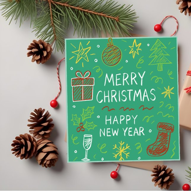 Tarjeta Extraordinaria carta de Navidades de mano en verde (Subido por el creador)