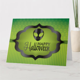 Tarjeta Extraterrestre verde de Halloween