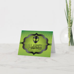 Tarjeta Extraterrestre verde de Halloween
