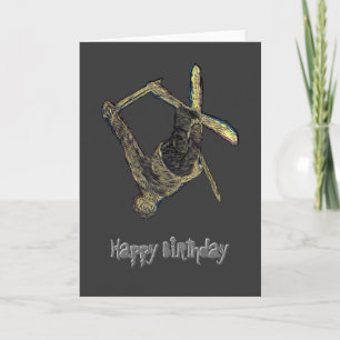 Tarjeta extrema del feliz cumpleaños del esquí