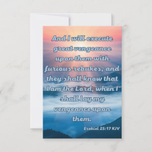 Tarjeta Ezekiel 25:17 KJV Biblia Verse Pic Greeting Card